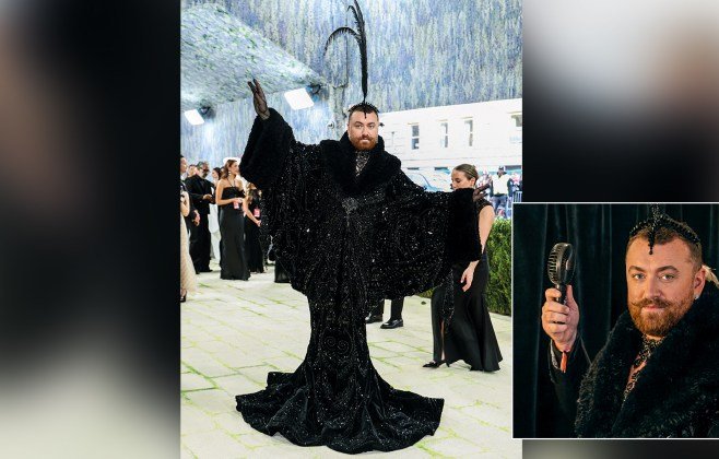 Sam Smith brilha em baile de gala com look excêntrico