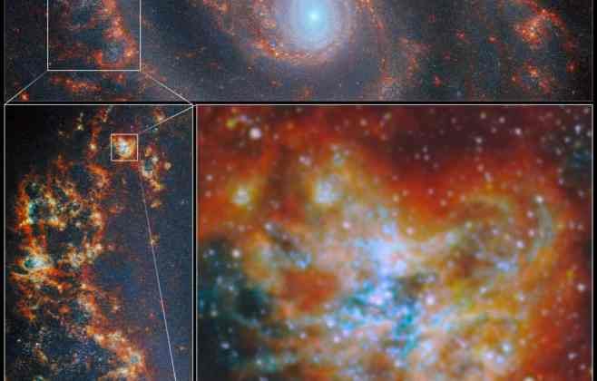 Telescópios Webb e Hubble Revelam Berçários Estelares na Galáxia Telescópios Webb e Hubble Revelam Berçários Estelares na Galáxia
