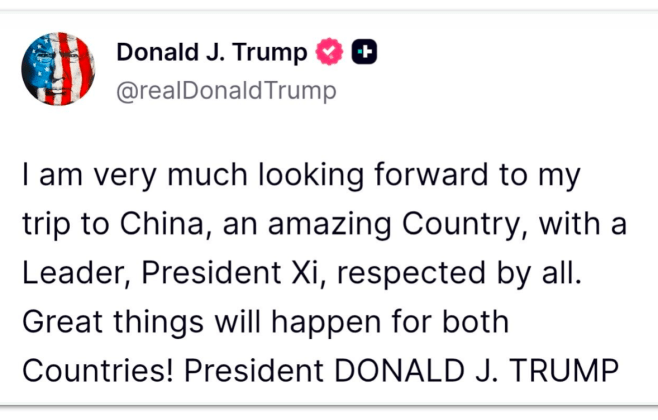 Trump se diz animado para viajar à China e discutir comércio
