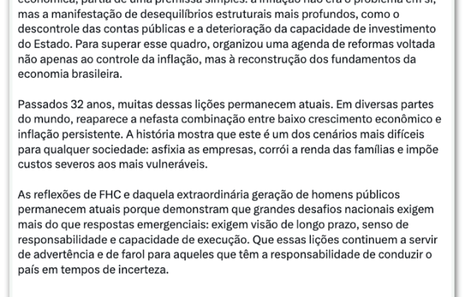 Gilmar Mendes elogia FHC: Plano Real é o maior programa social