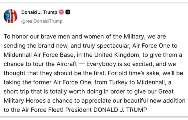 Trump deixa Turquia em modelo antigo de avião presidencial