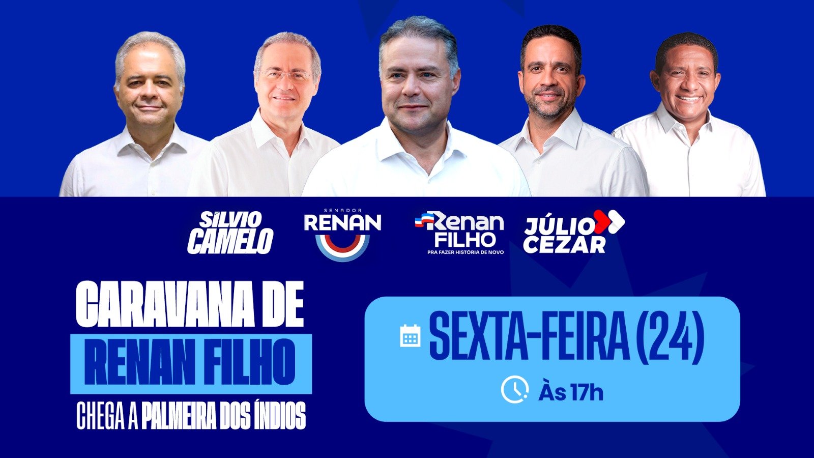 MOBILIZAÇÃO POLÍTICA – Caravana com Renan Filho e Renan Calheiros cumpre agenda em Palmeira dos Índios nesta sexta-feira MOBILIZAÇÃO POLÍTICA – Caravana com Renan Filho e Renan Calheiros cumpre agenda em Palmeira dos Índios nesta sexta-feira